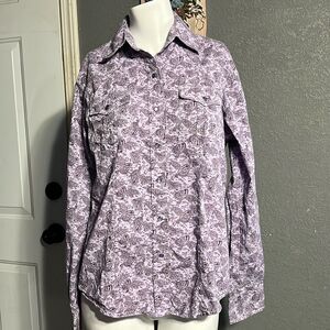 Janie — Purple Paisley Western snap button down shirt size L